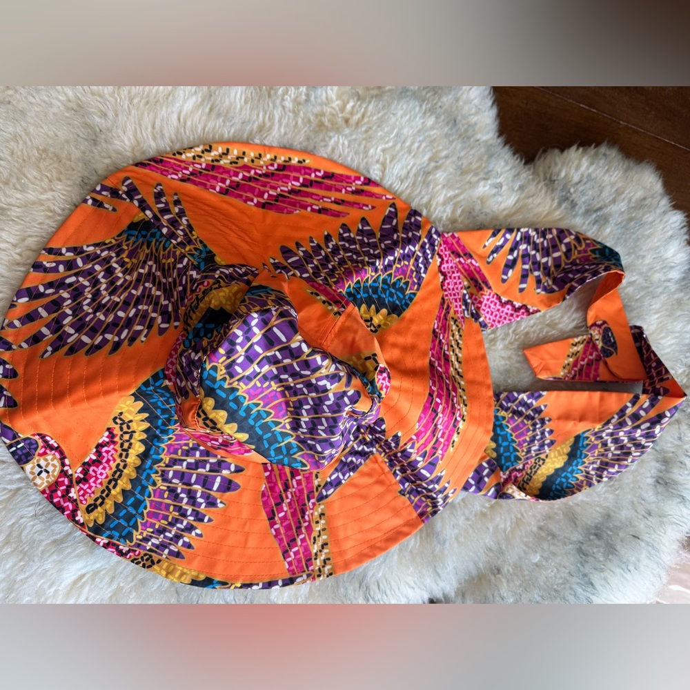 Farm Rio Orange Macau Print Women's Hat - Picture 3 of 12